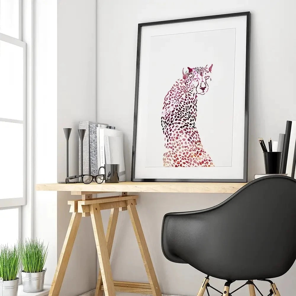 Cheetah On White Framed Art Print Cheetah On White Framed Art Print wall art product Sarah Manovski