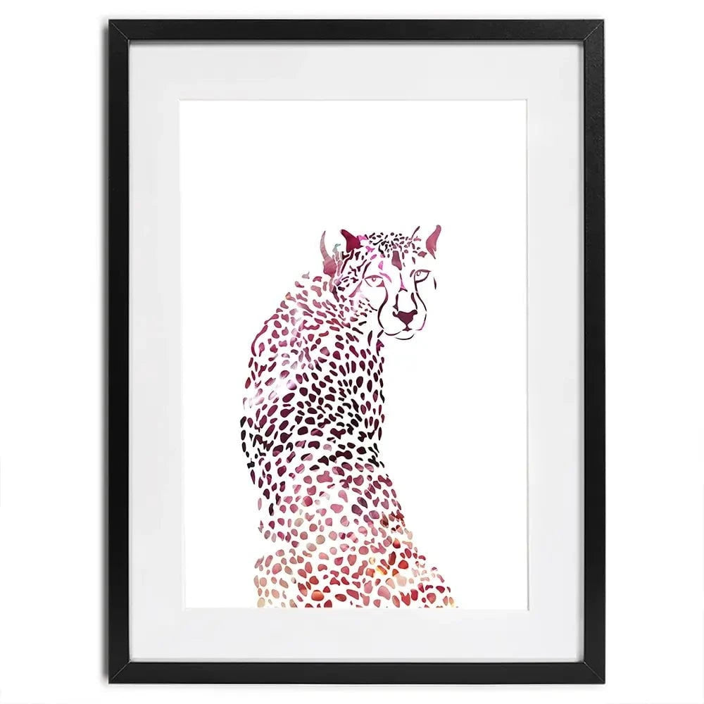 Cheetah On White Framed Art Print Cheetah On White Framed Art Print wall art product Sarah Manovski