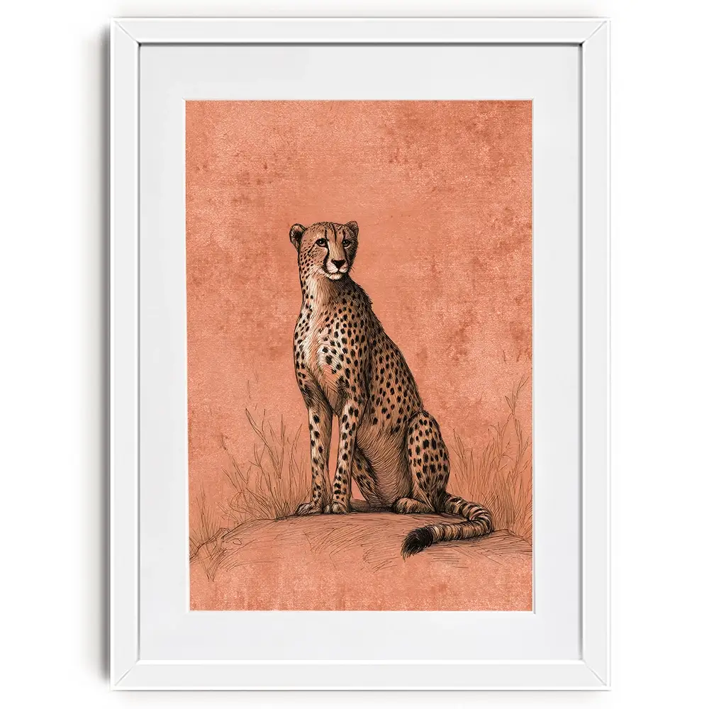 Cheetah Pose Portrait Framed Art Print Cheetah Pose Portrait Framed Art Print wall art product Petals Prints Design - Independent