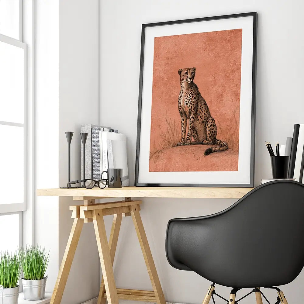 Cheetah Pose Portrait Framed Art Print Cheetah Pose Portrait Framed Art Print wall art product Petals Prints Design - Independent