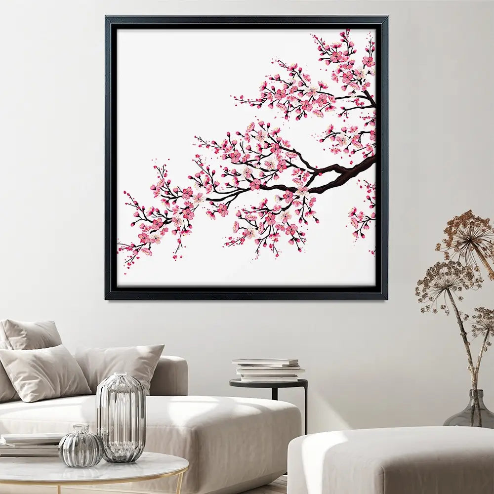 Cherry Blossom Branch Square Canvas Print Cherry Blossom Branch Square Canvas Print wall art product fresher / Shutterstock