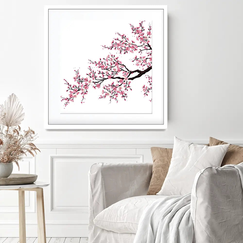 Cherry Blossom Branch Square Framed Art Print Cherry Blossom Branch Square Framed Art Print wall art product fresher / Shutterstock