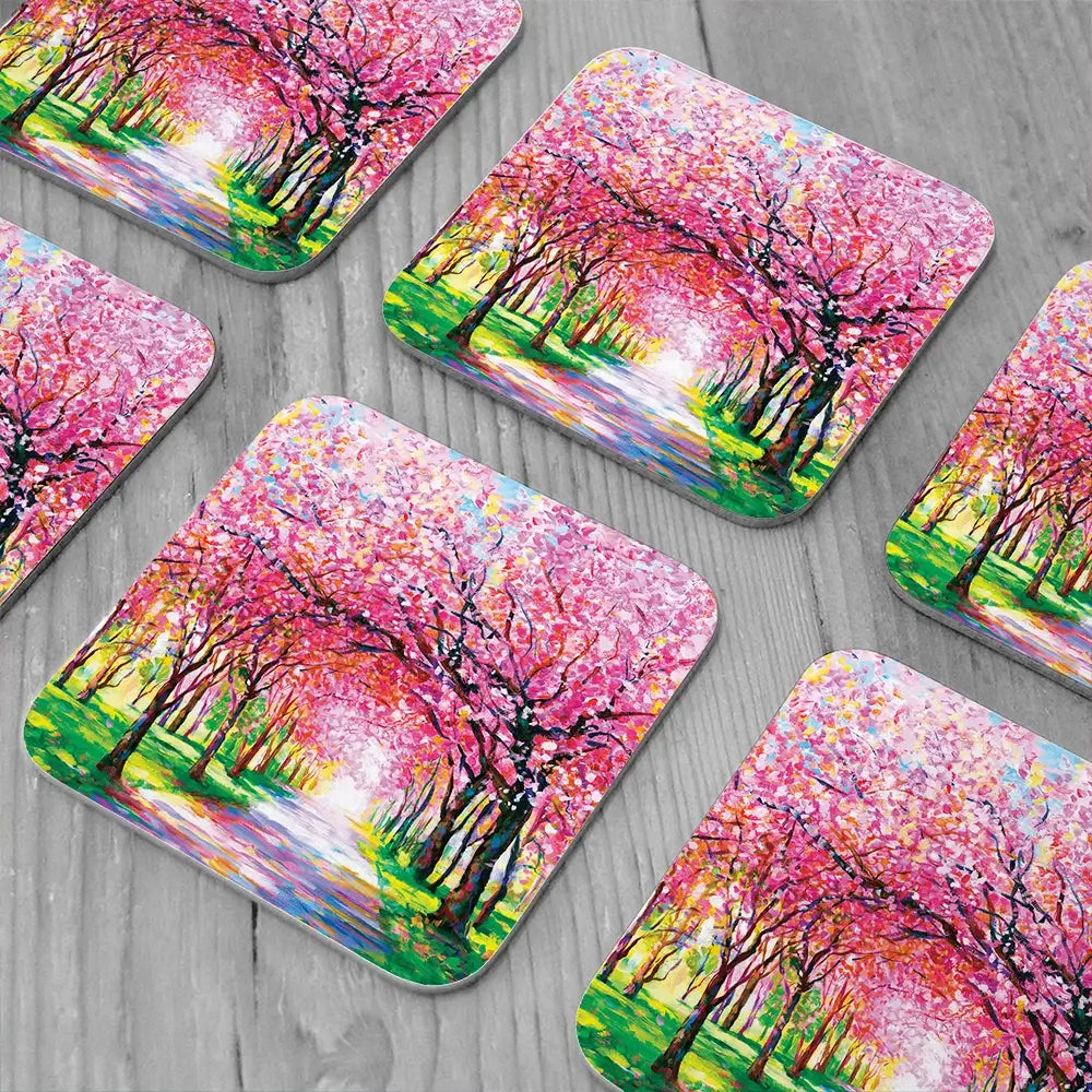 Cherry Blossom Forest Coaster Set Cherry Blossom Forest Coaster Set wall art product Leon Devenice