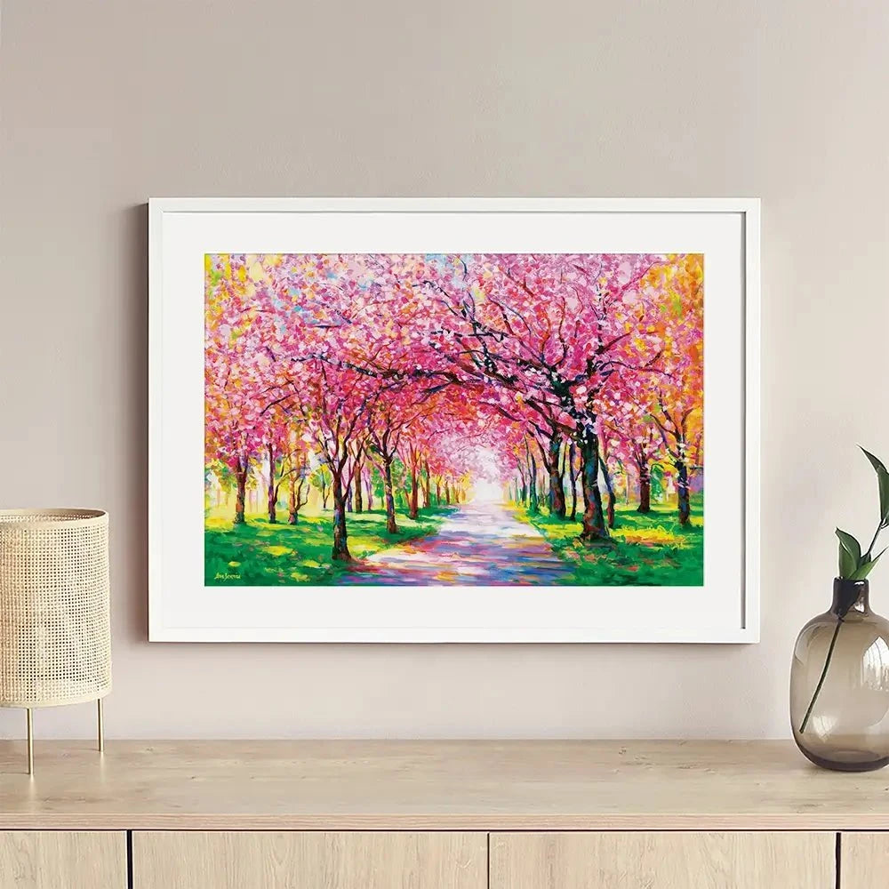 Cherry Blossom Forest Framed Art Print Cherry Blossom Forest Framed Art Print wall art product Leon Devenice
