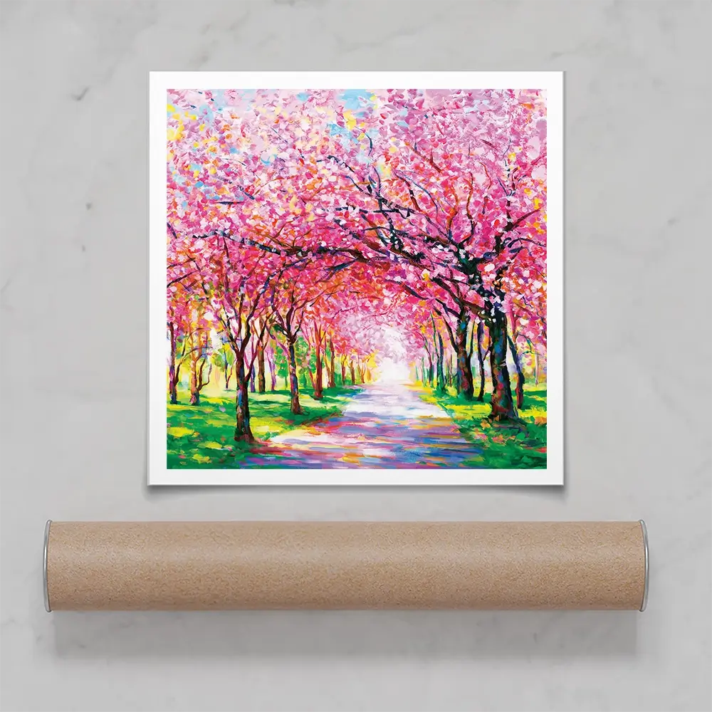 Cherry Blossom Forest Square Art Print Cherry Blossom Forest Square Art Print wall art product Leon Devenice