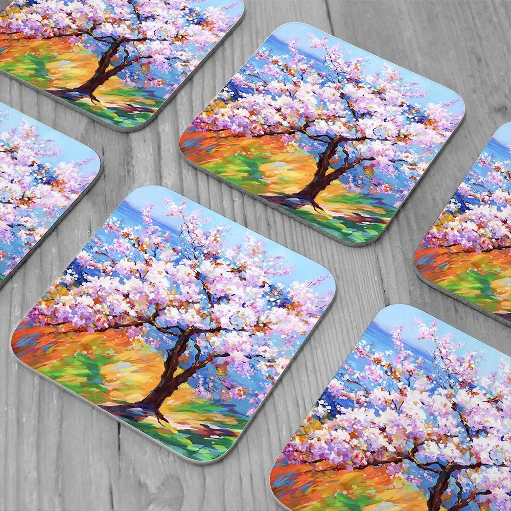 Cherry Blossom Glory Coaster Set Cherry Blossom Glory Coaster Set wall art product Art Print Shop