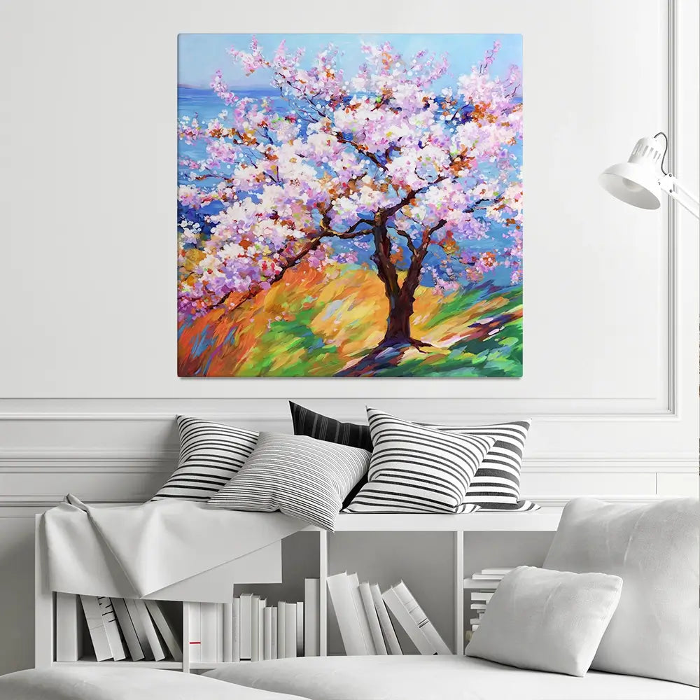 Cherry Blossom Glory Square Canvas Print Cherry Blossom Glory Square Canvas Print wall art product Art Print Shop