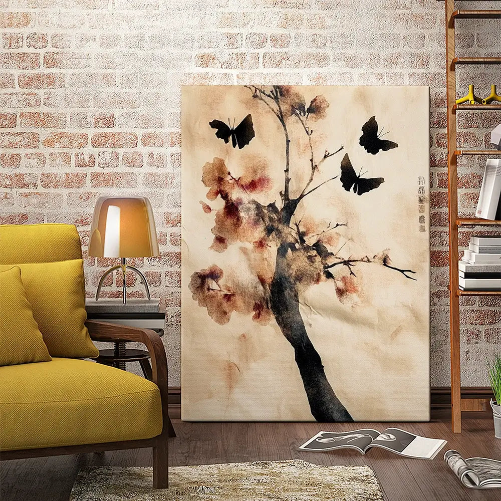 Cherry Butterflies Canvas Print Cherry Butterflies Canvas Print wall art product Treechild