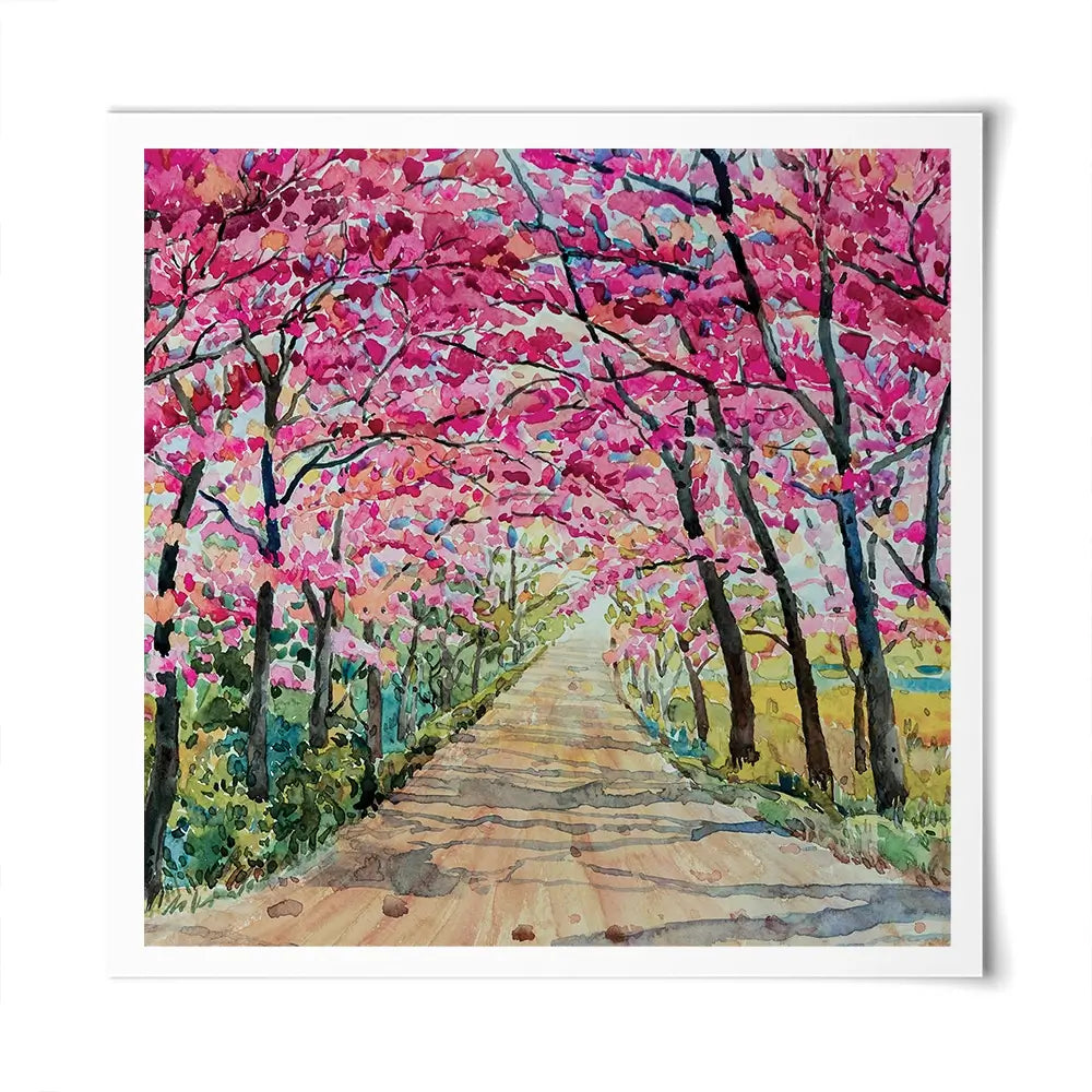 Cherry Tree Path Square Art Print Cherry Tree Path Square Art Print wall art product Painterstock / Shutterstock