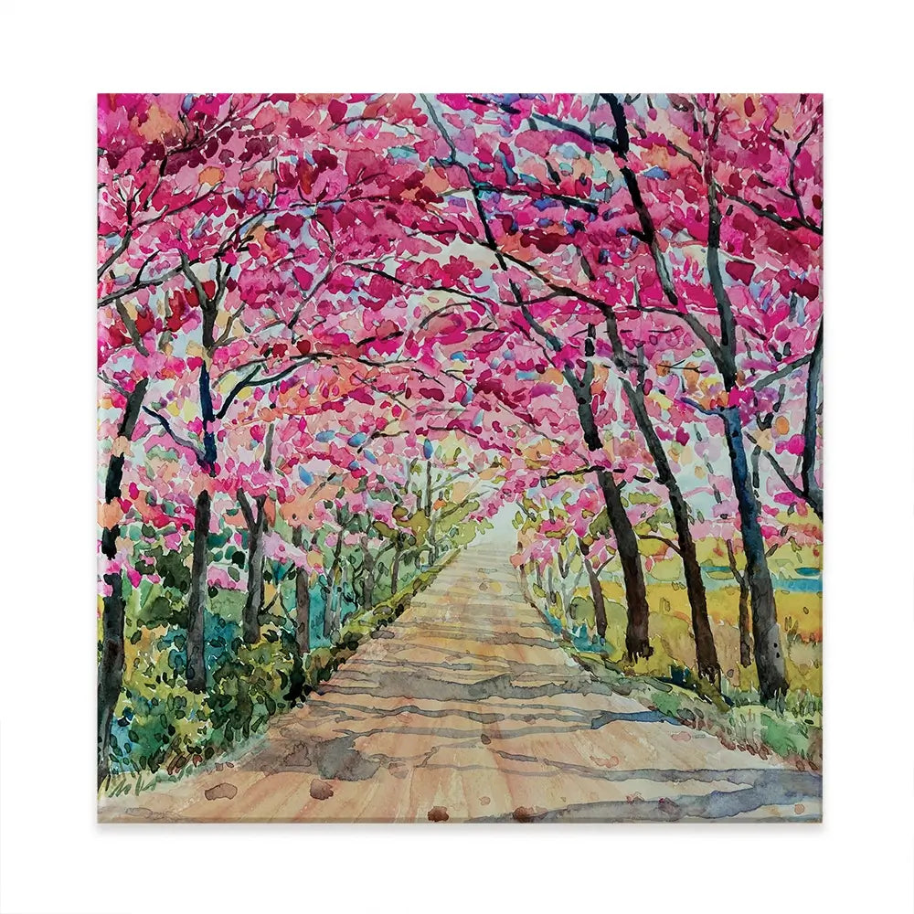 Cherry Tree Path Square Canvas Print Cherry Tree Path Square Canvas Print wall art product Painterstock / Shutterstock
