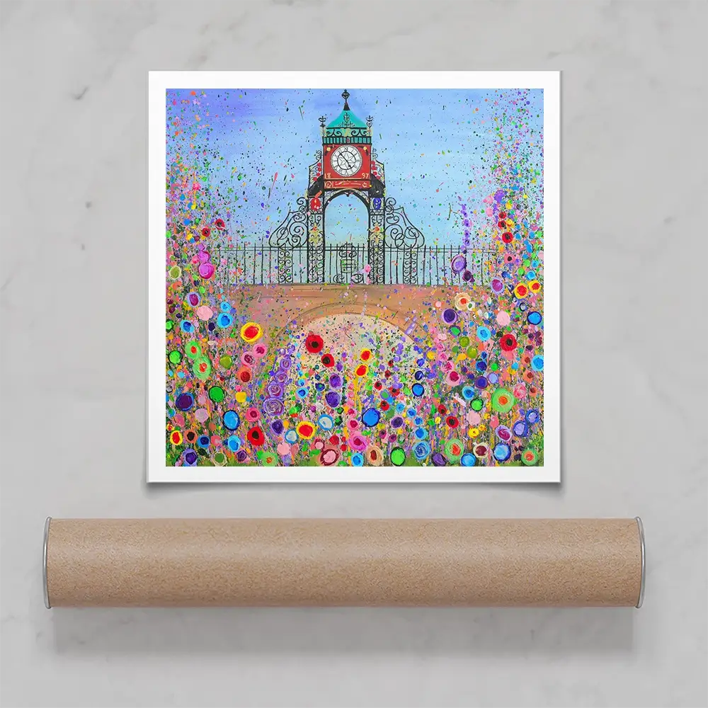 Chester Clock Square Art Print Chester Clock Square Art Print wall art product Jo Gough