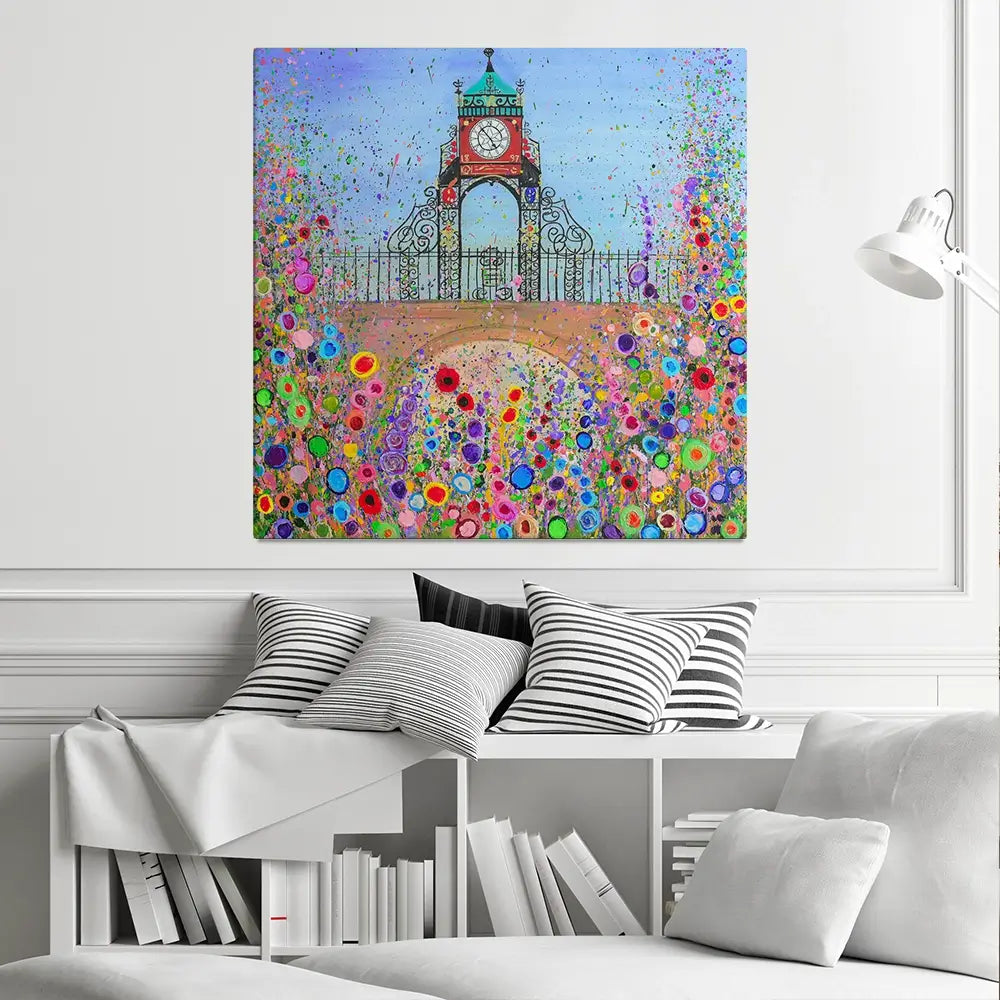 Chester Clock Square Canvas Print Chester Clock Square Canvas Print wall art product Jo Gough