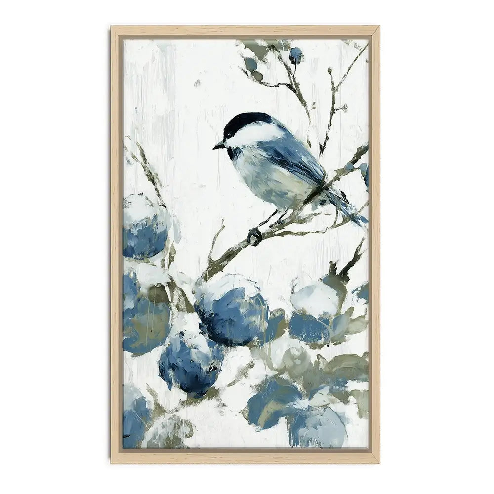 Chickadee Among Soft Blooms Canvas Print Chickadee Among Soft Blooms Canvas Print wall art product Chromatic Storm Studio
