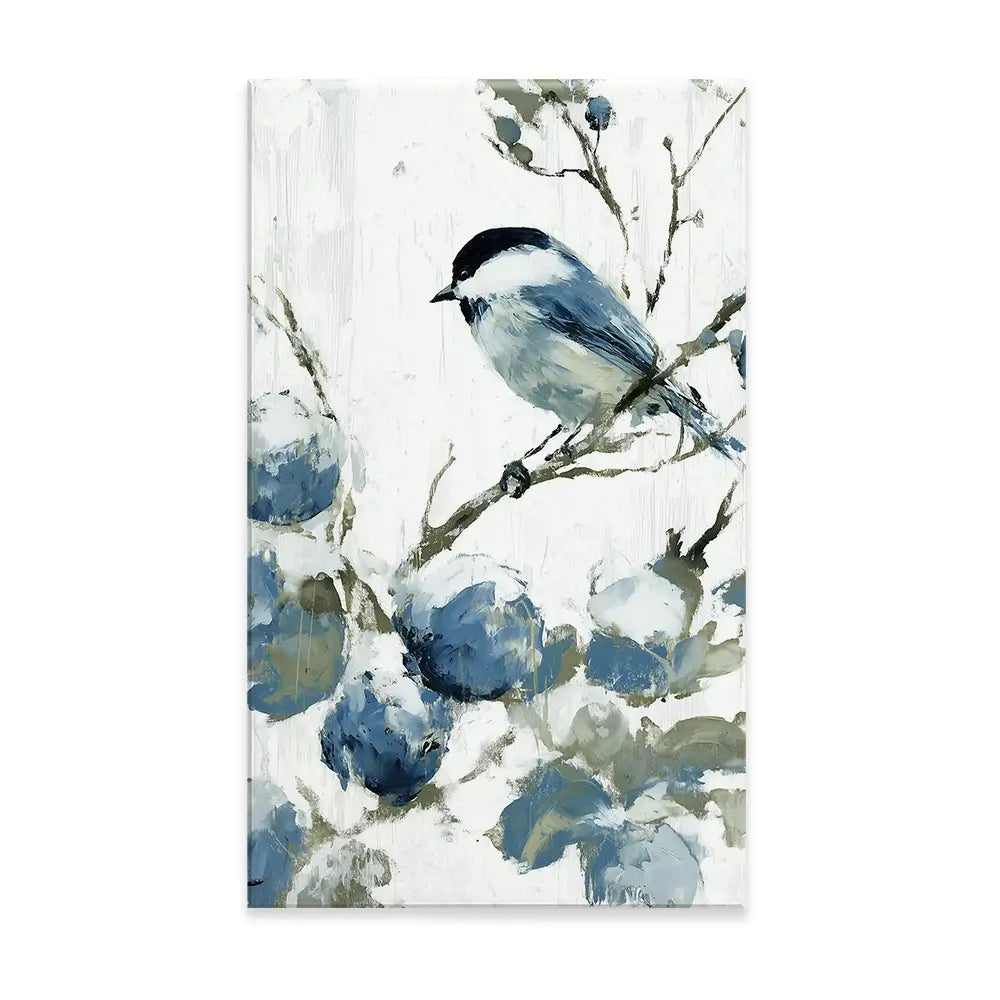 Chickadee Among Soft Blooms Canvas Print Chickadee Among Soft Blooms Canvas Print wall art product Chromatic Storm Studio