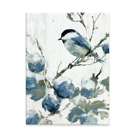 Chickadee Among Soft Blooms Canvas Print Chickadee Among Soft Blooms Canvas Print wall art product Chromatic Storm Studio