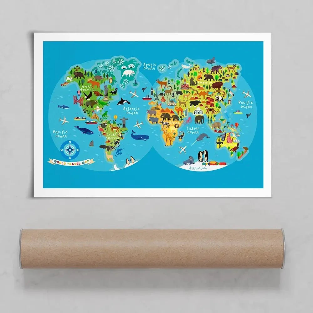 Children's World Map Art Print Children's World Map Art Print wall art product Moloko88 / Shutterstock