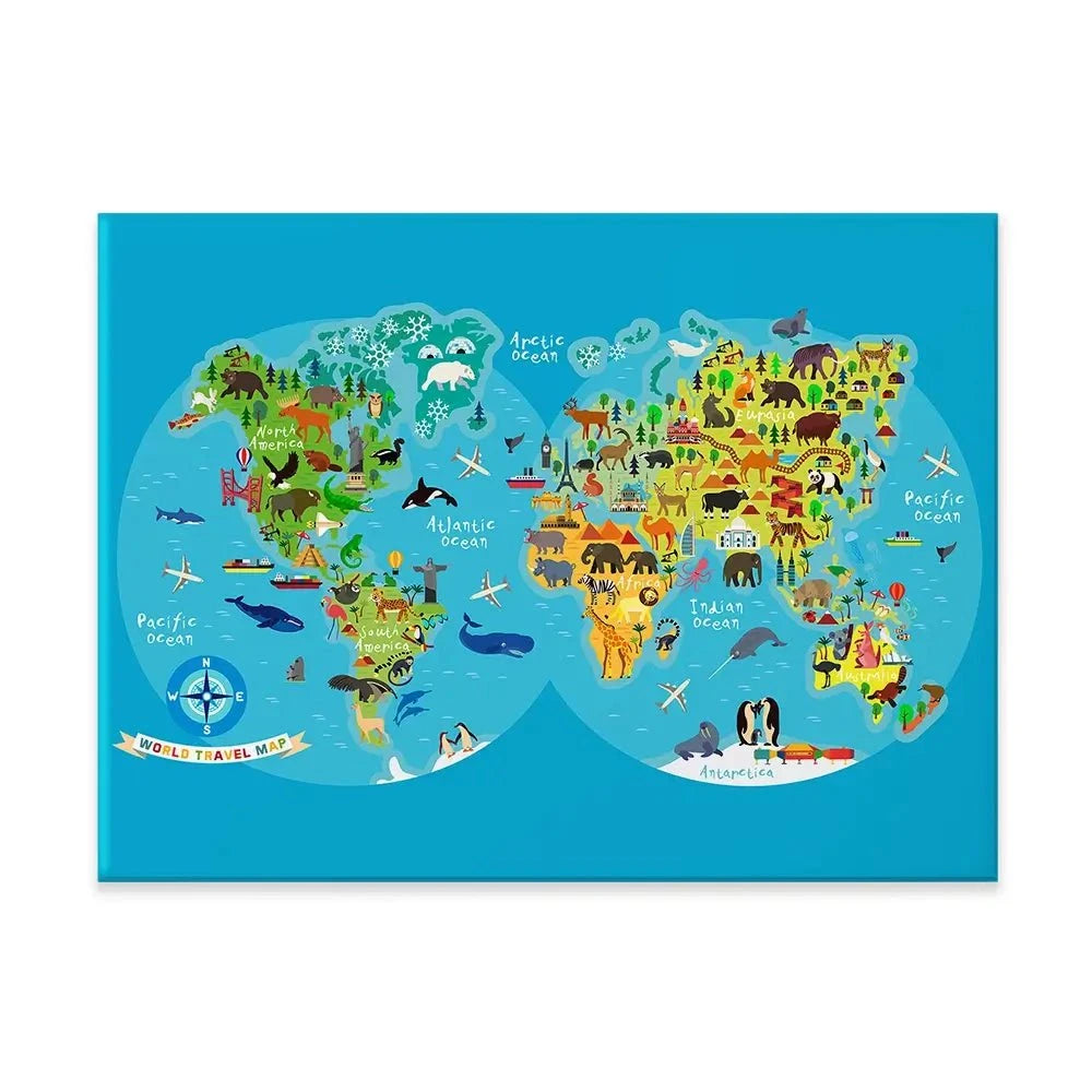 Children's World Map Canvas Print Children's World Map Canvas Print wall art product Moloko88 / Shutterstock