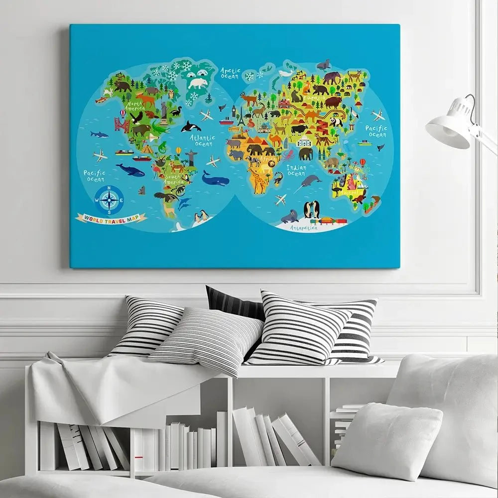 Children's World Map Canvas Print Children's World Map Canvas Print wall art product Moloko88 / Shutterstock