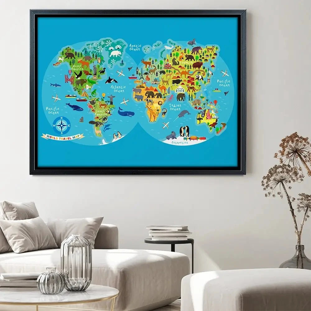 Children's World Map Canvas Print Children's World Map Canvas Print wall art product Moloko88 / Shutterstock
