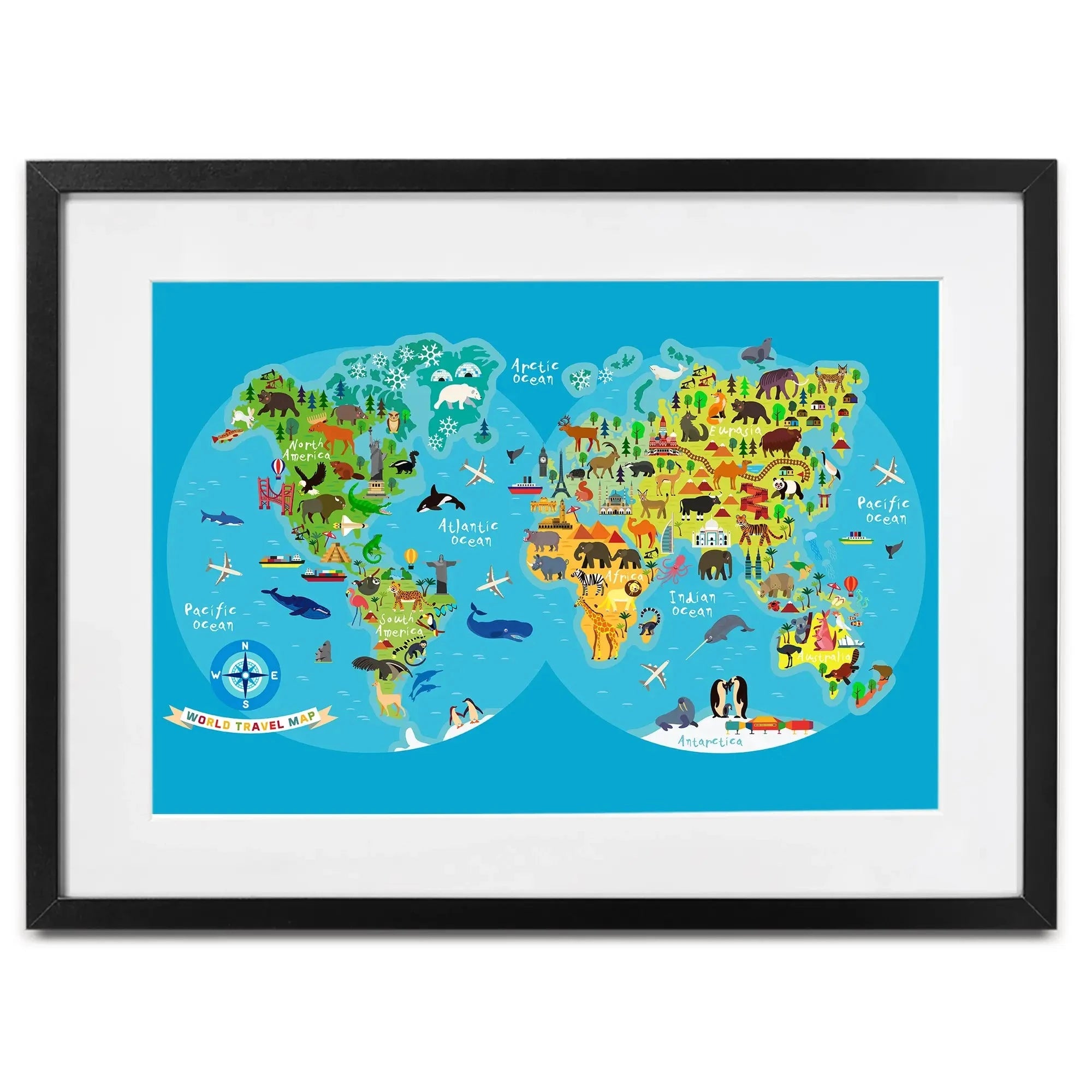 Children's World Map Framed Art Print Children's World Map Framed Art Print wall art product Moloko88 / Shutterstock