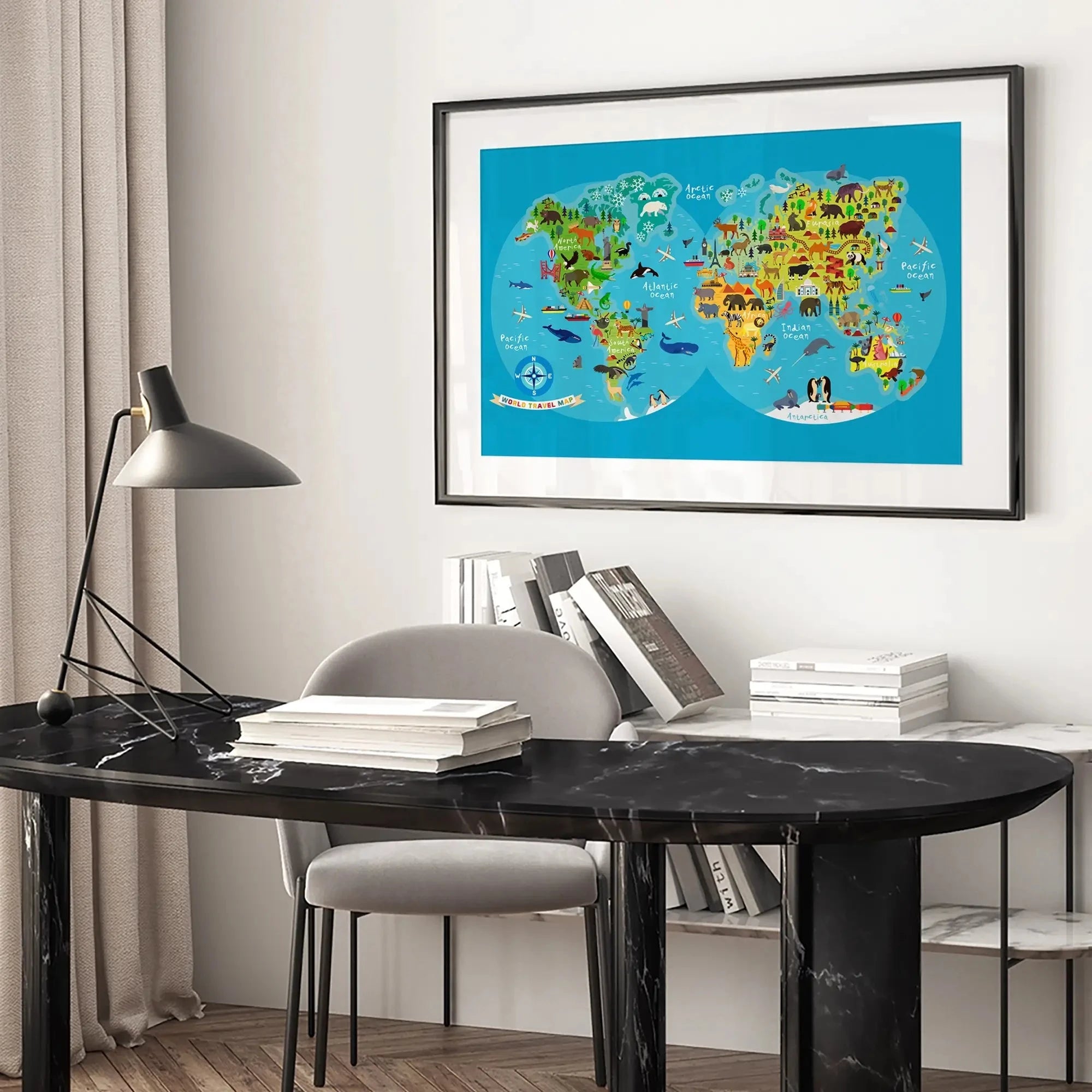 Children's World Map Framed Art Print Children's World Map Framed Art Print wall art product Moloko88 / Shutterstock