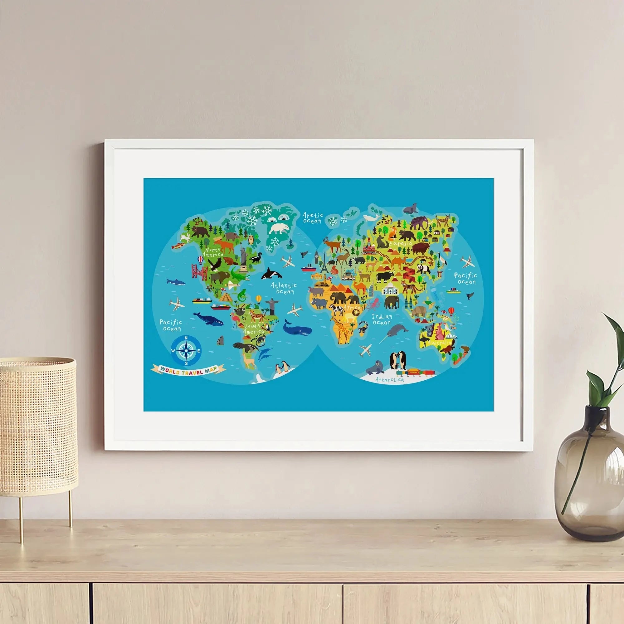 Children's World Map Framed Art Print Children's World Map Framed Art Print wall art product Moloko88 / Shutterstock