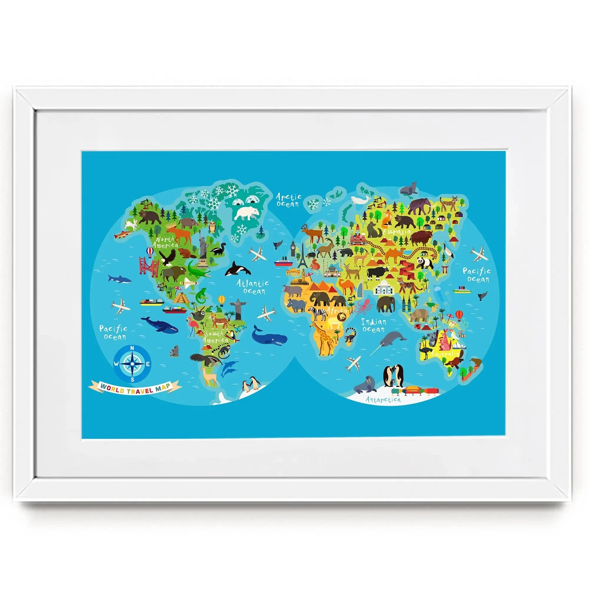 Children's World Map Framed Art Print Children's World Map Framed Art Print wall art product Moloko88 / Shutterstock