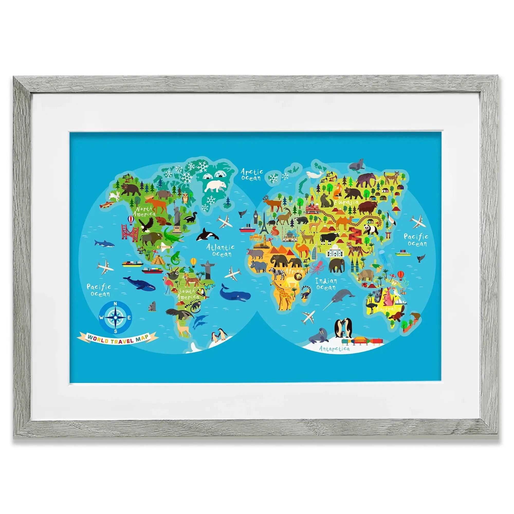 Children's World Map Framed Art Print Children's World Map Framed Art Print wall art product Moloko88 / Shutterstock