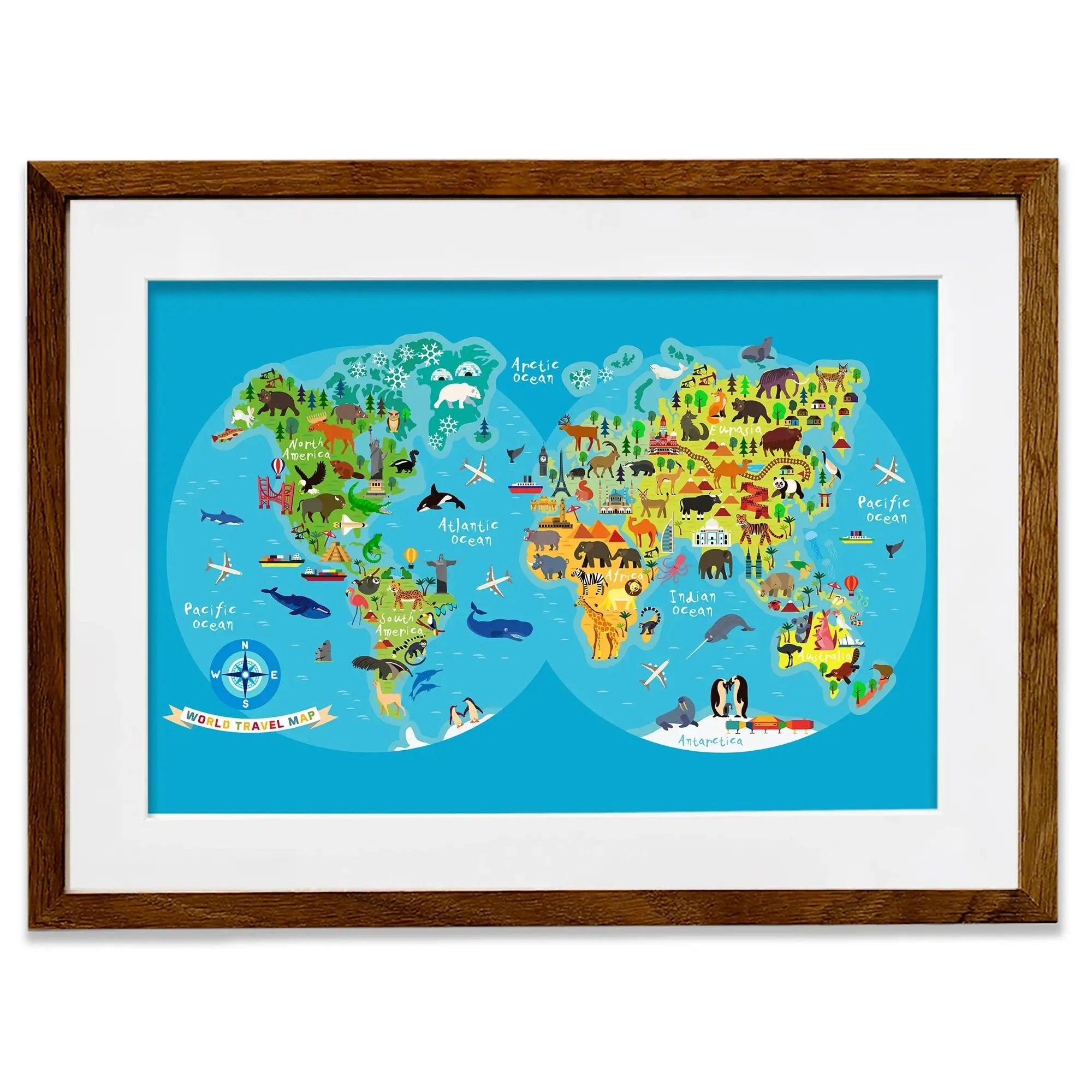 Children's World Map Framed Art Print Children's World Map Framed Art Print wall art product Moloko88 / Shutterstock