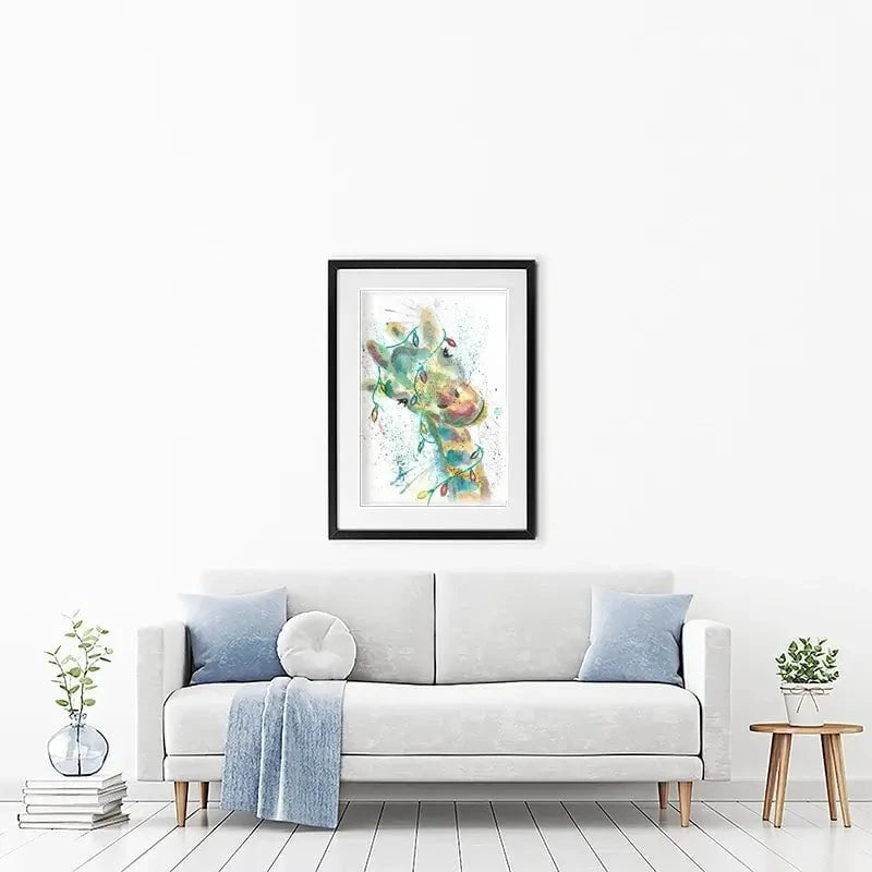 Christmas Giraffe Framed Art Print Christmas Giraffe Framed Art Print wall art product Jamie Taylor