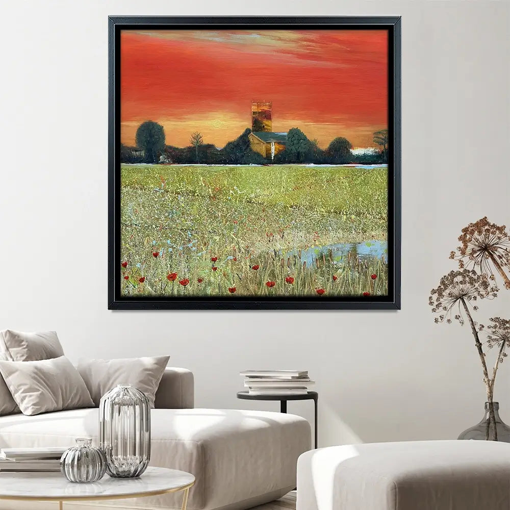 Church Scene Square Canvas Print Church Scene Square Canvas Print wall art product Karen Sutton