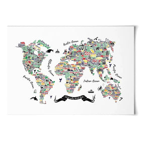 Cities World Map Art Print Cities World Map Art Print wall art product Moloko88 / Shutterstock