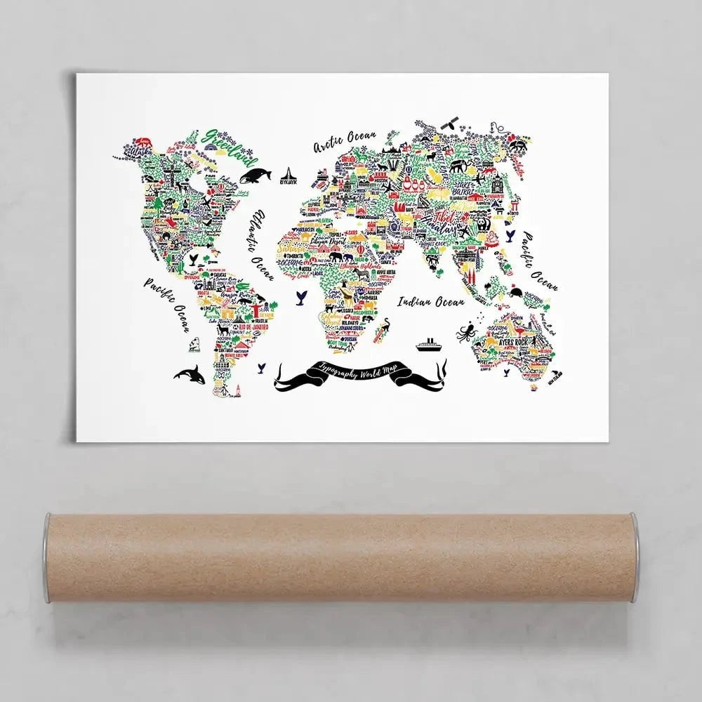 Cities World Map Art Print Cities World Map Art Print wall art product Moloko88 / Shutterstock