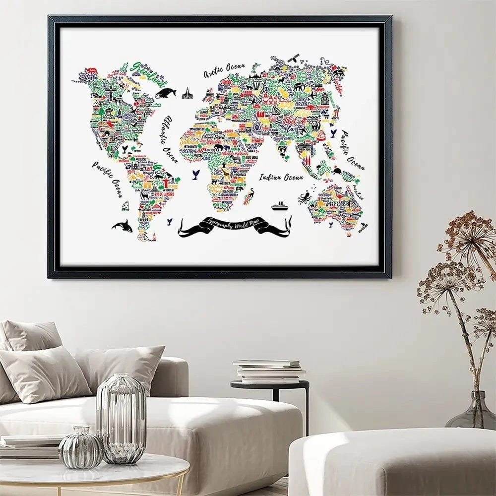 Cities World Map Canvas Print Cities World Map Canvas Print wall art product Moloko88 / Shutterstock