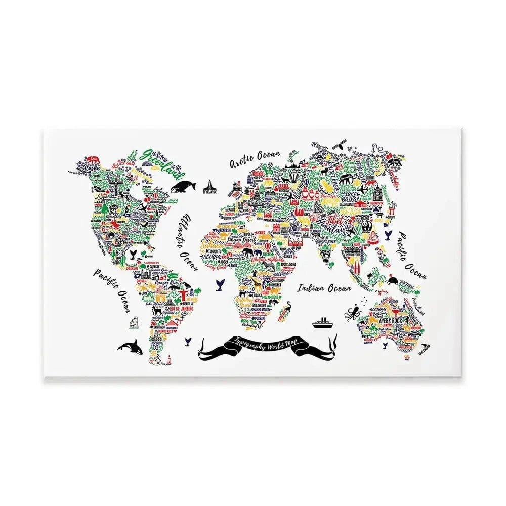 Cities World Map Canvas Print Cities World Map Canvas Print wall art product Moloko88 / Shutterstock
