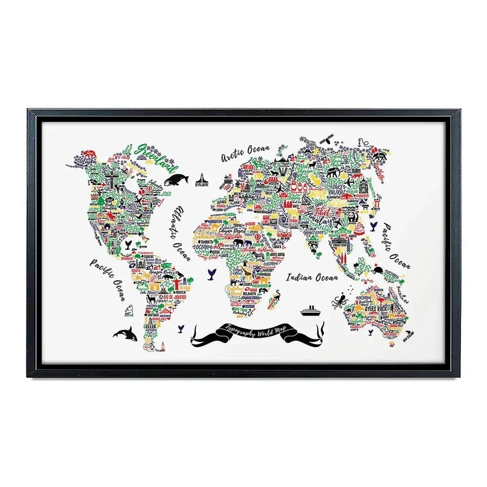 Cities World Map Canvas Print Cities World Map Canvas Print wall art product Moloko88 / Shutterstock