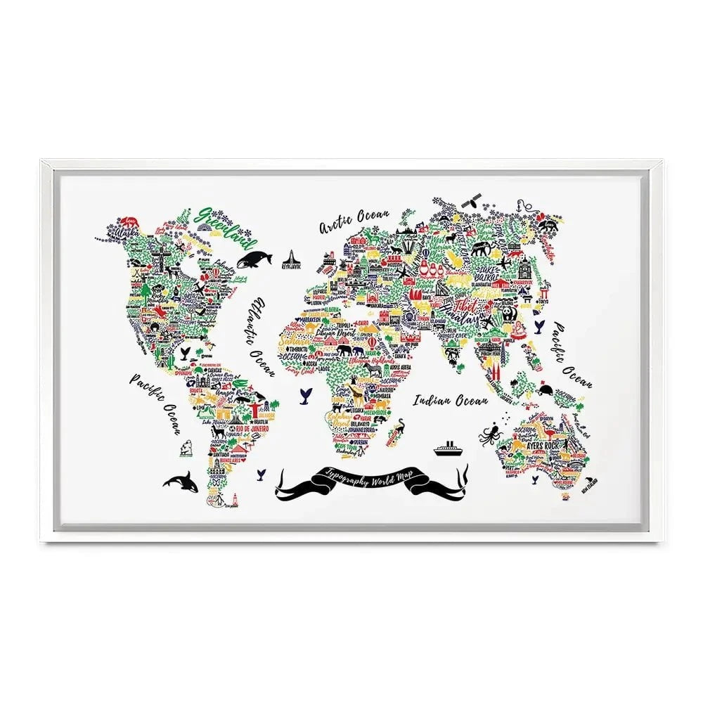 Cities World Map Canvas Print Cities World Map Canvas Print wall art product Moloko88 / Shutterstock