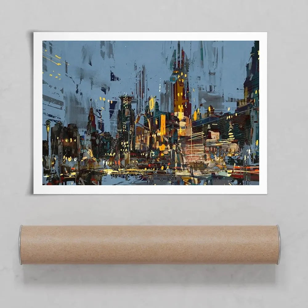 City Lights At Night Art Print City Lights At Night Art Print wall art product Tithi Luadthong / Shutterstock
