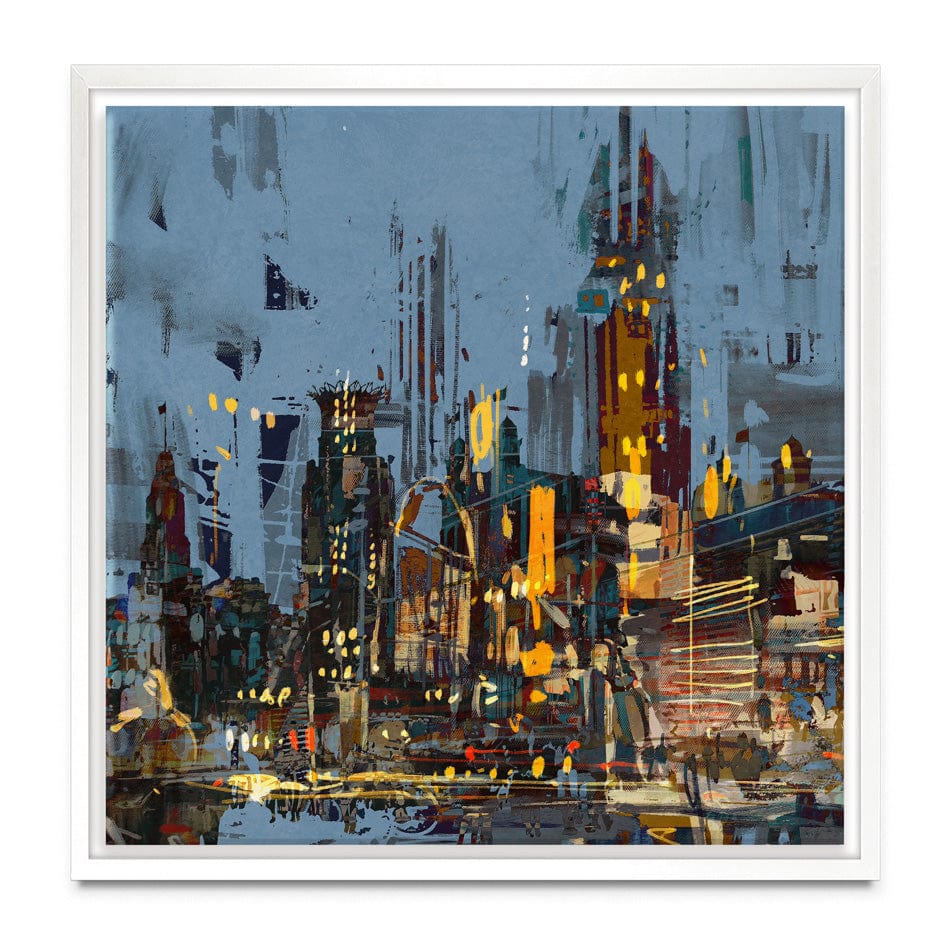 City Lights At Night Square Canvas Print wall art product Tithi Luadthong / Shutterstock