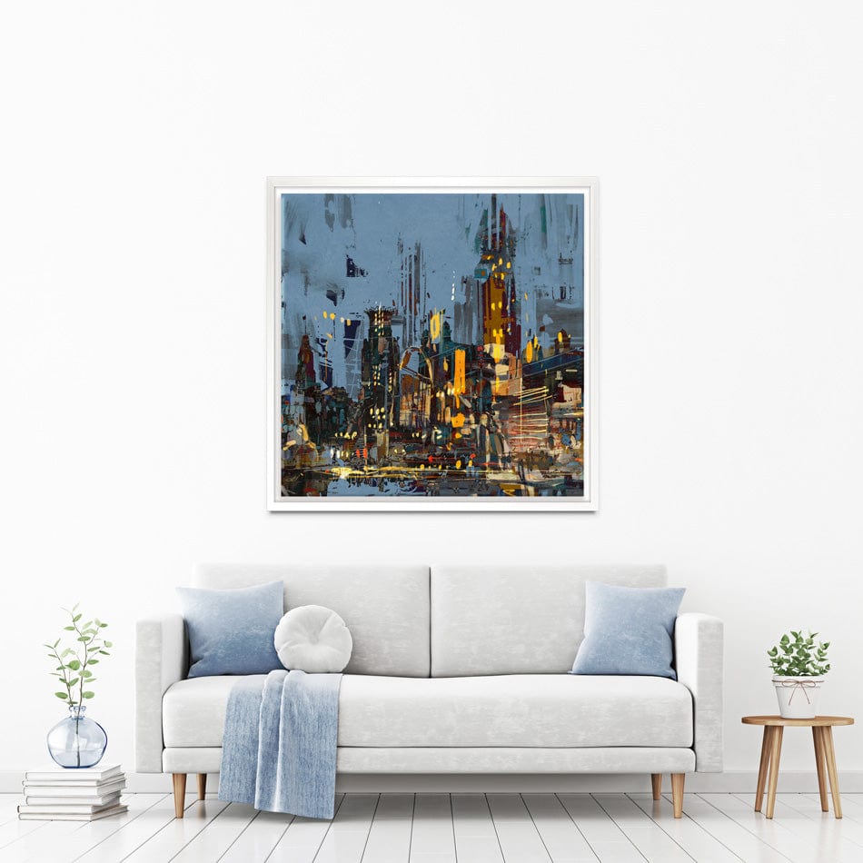 City Lights At Night Square Canvas Print wall art product Tithi Luadthong / Shutterstock