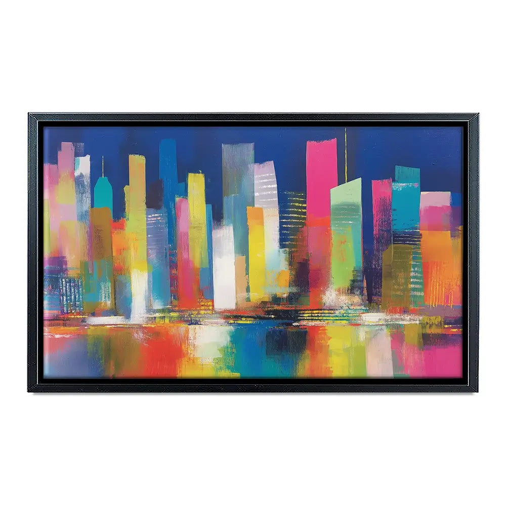 City Lights At Night Time Canvas Print City Lights At Night Time Canvas Print wall art product Chromatic Storm Studio