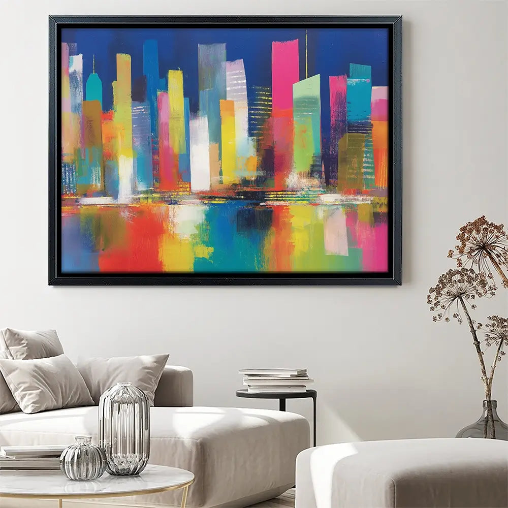 City Lights At Night Time Canvas Print City Lights At Night Time Canvas Print wall art product Chromatic Storm Studio