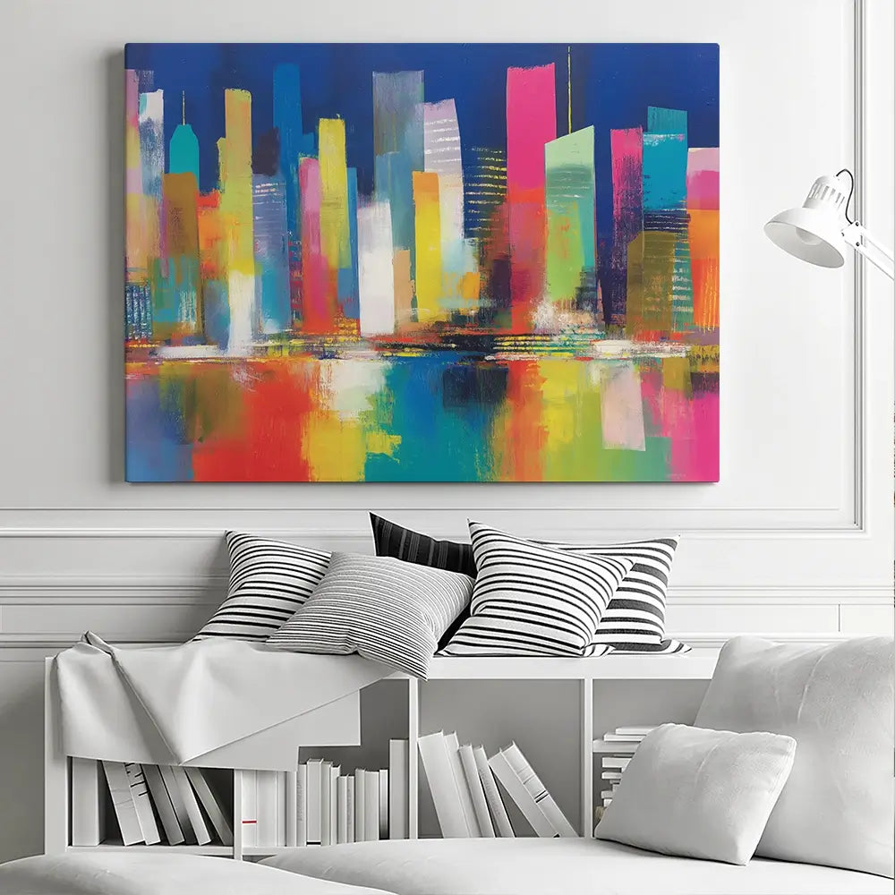 City Lights At Night Time Canvas Print City Lights At Night Time Canvas Print wall art product Chromatic Storm Studio