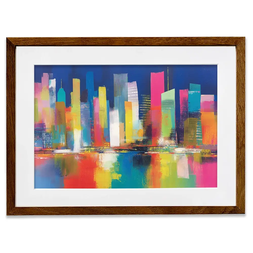 City Lights At Night Time Framed Art Print City Lights At Night Time Framed Art Print wall art product Chromatic Storm Studio