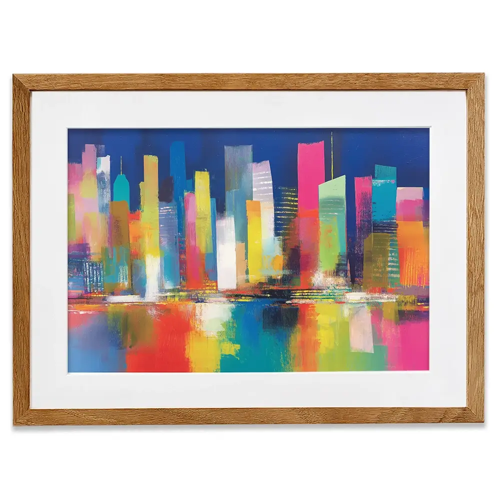 City Lights At Night Time Framed Art Print City Lights At Night Time Framed Art Print wall art product Chromatic Storm Studio