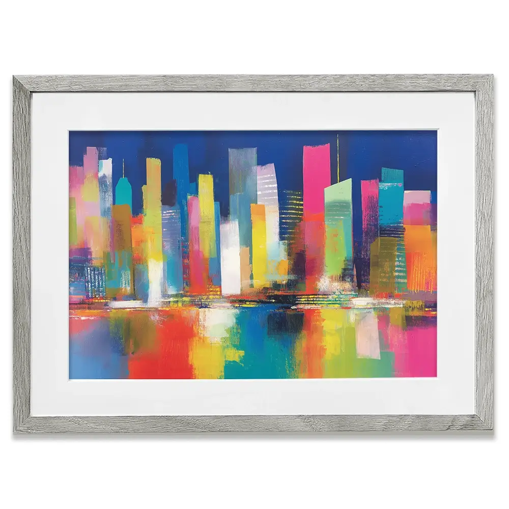 City Lights At Night Time Framed Art Print City Lights At Night Time Framed Art Print wall art product Chromatic Storm Studio
