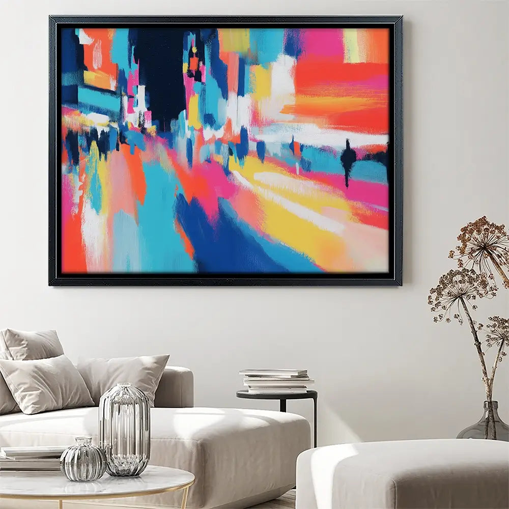City Lights Blur Canvas Print City Lights Blur Canvas Print wall art product Chromatic Storm Studio