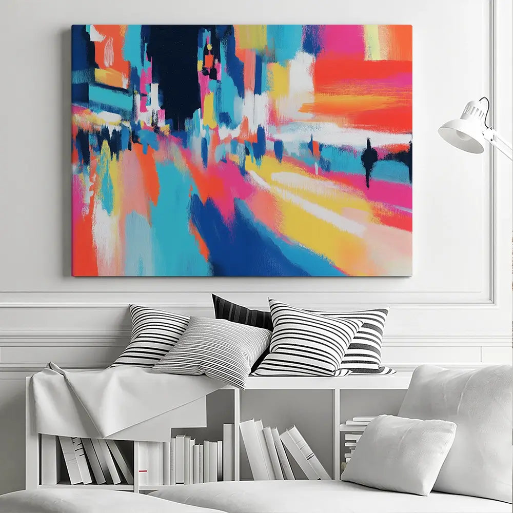 City Lights Blur Canvas Print City Lights Blur Canvas Print wall art product Chromatic Storm Studio