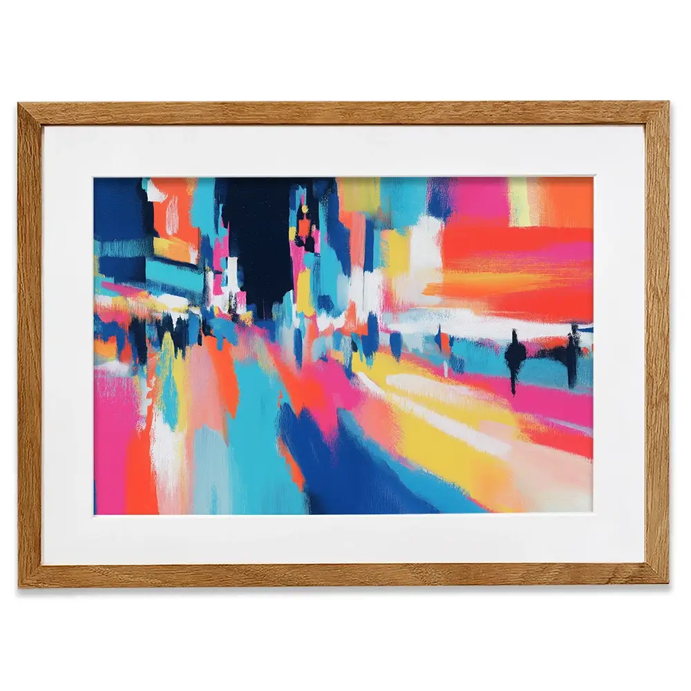 City Lights Blur Framed Art Print City Lights Blur Framed Art Print wall art product Chromatic Storm Studio