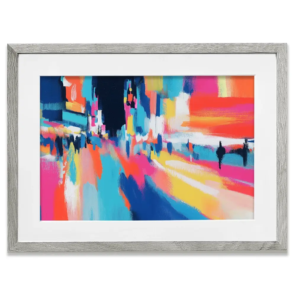 City Lights Blur Framed Art Print City Lights Blur Framed Art Print wall art product Chromatic Storm Studio